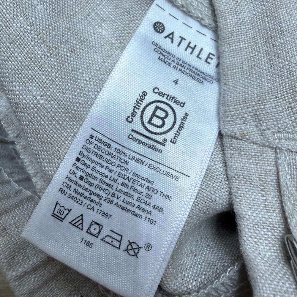 Athleta Womens Natural Linen Utility Shorts Adjustable Waist Size 4 Scandi - Picture 9 of 9
